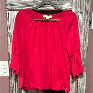 Michael Kors Vibrant Red Blouse with Flared Sleeves